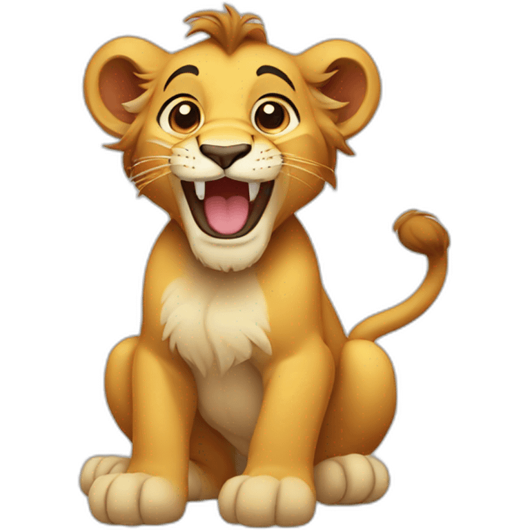 A lion cub with paws and tail laughing emoji