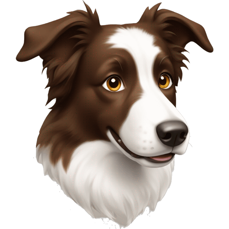 Brown and white border collie emoji