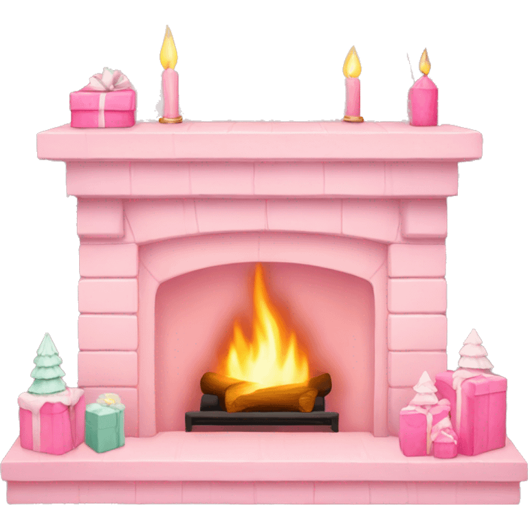 Pastel pink Christmas fire place  emoji