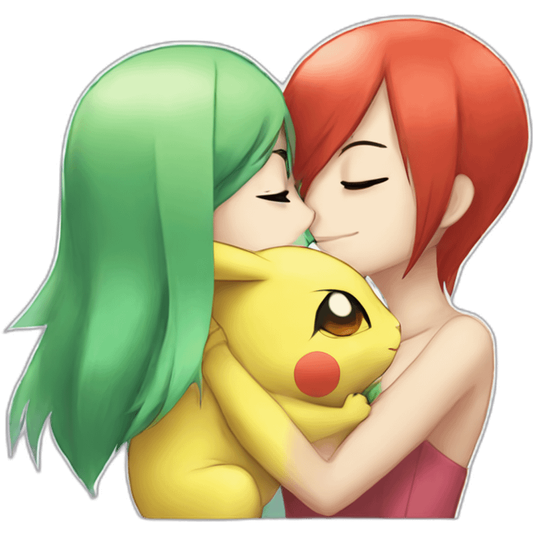 Pikachu kissing gardevoir emoji