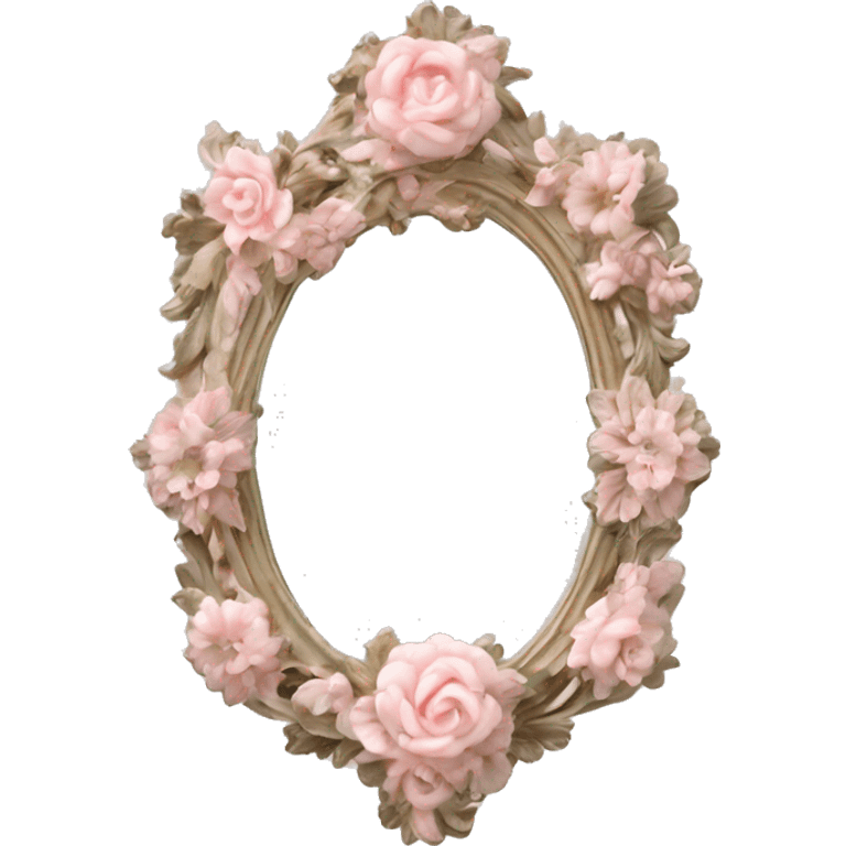 vintage rococo light pink dainty floral mirror emoji