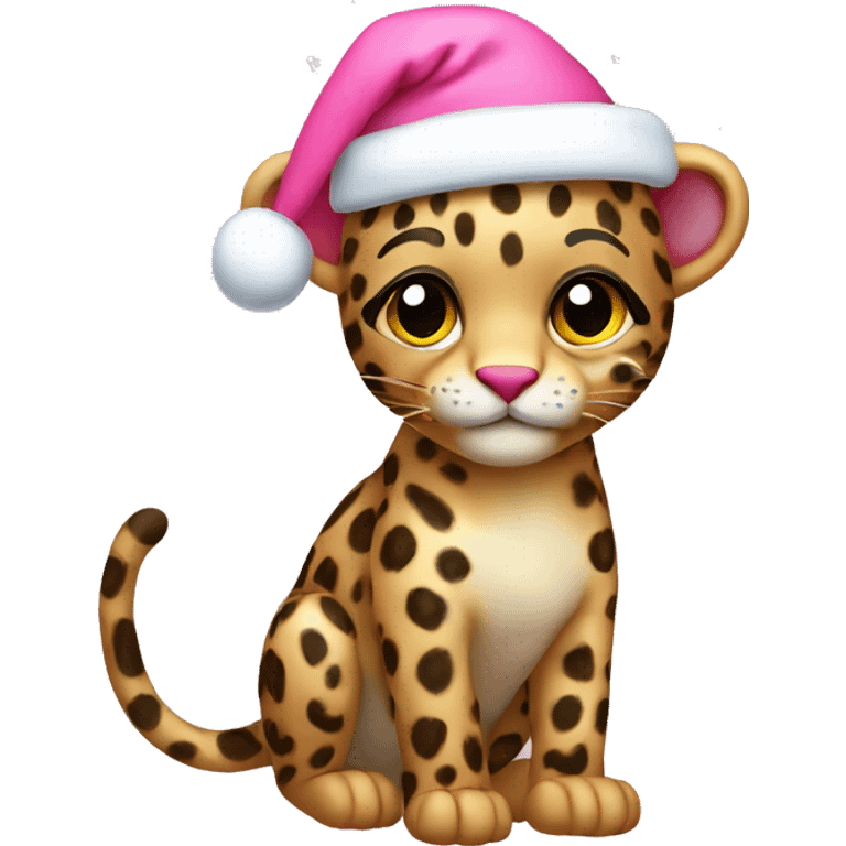 Cute pink christmas leopard  emoji