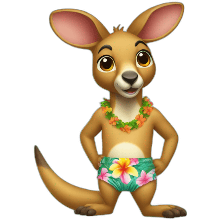 a kangaroo wearing an hawaii bath trunk emoji