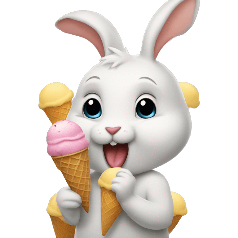 Rabbit eating ice cream  emoji