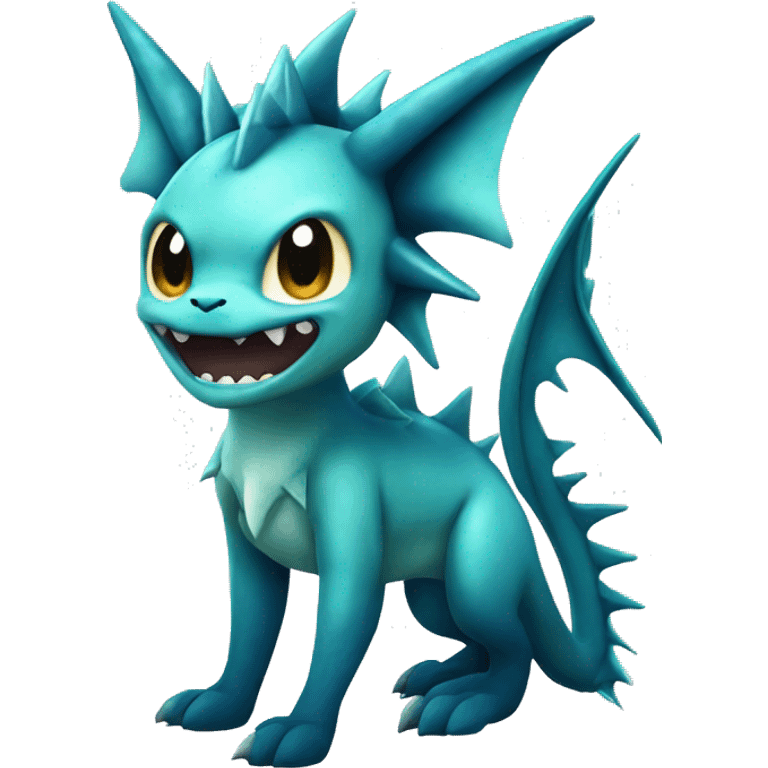 Edgy Vaporeon dragon With Fins and spikes full body emoji