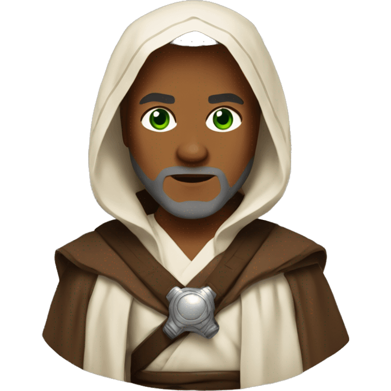 Brown Siberian with green eyes dressed as obi wan kenobi  emoji