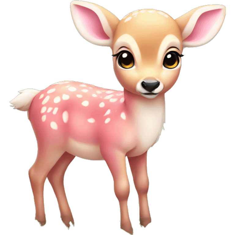 cute pink baby deer standing eating grass emoji