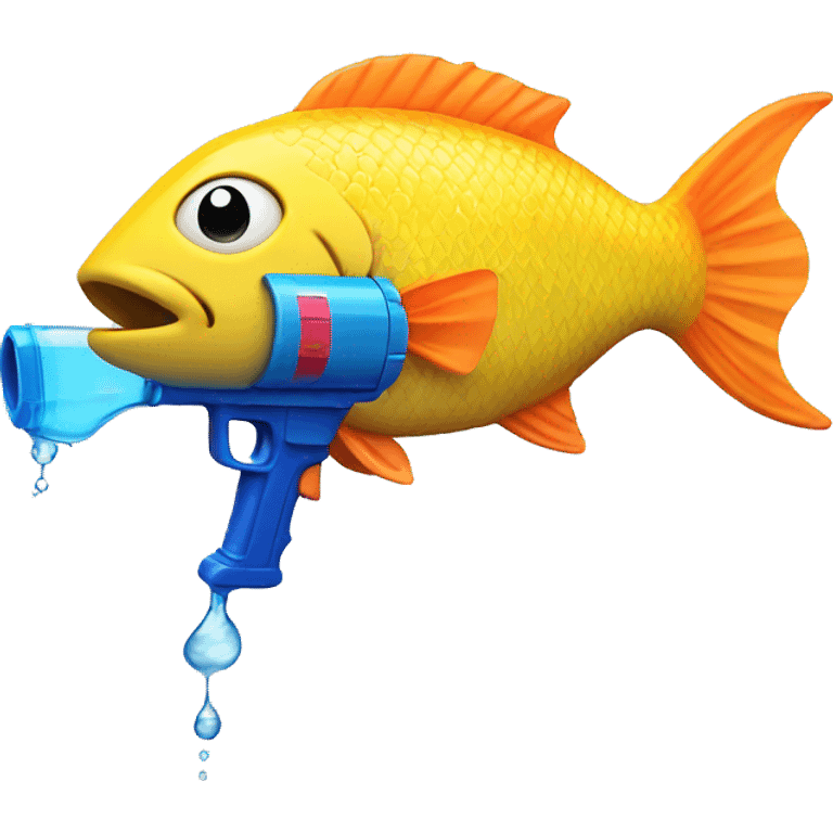 Fish with hands holding a water gun emoji