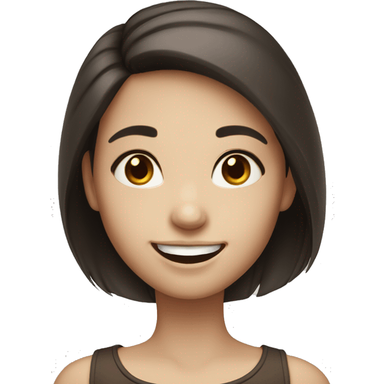 white Skin smiling girl with dark brown hair  emoji