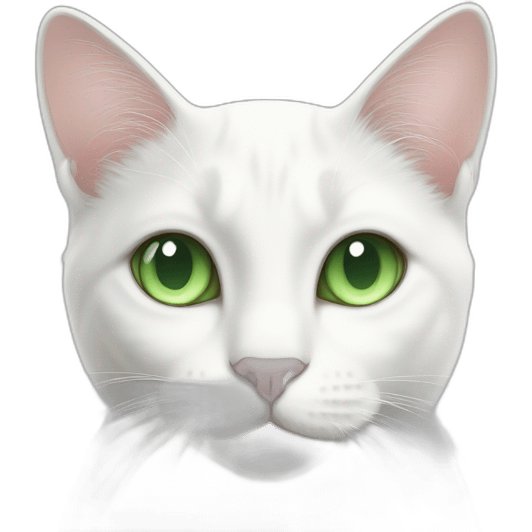 Beautiful white cat with green eyes in heart emoji