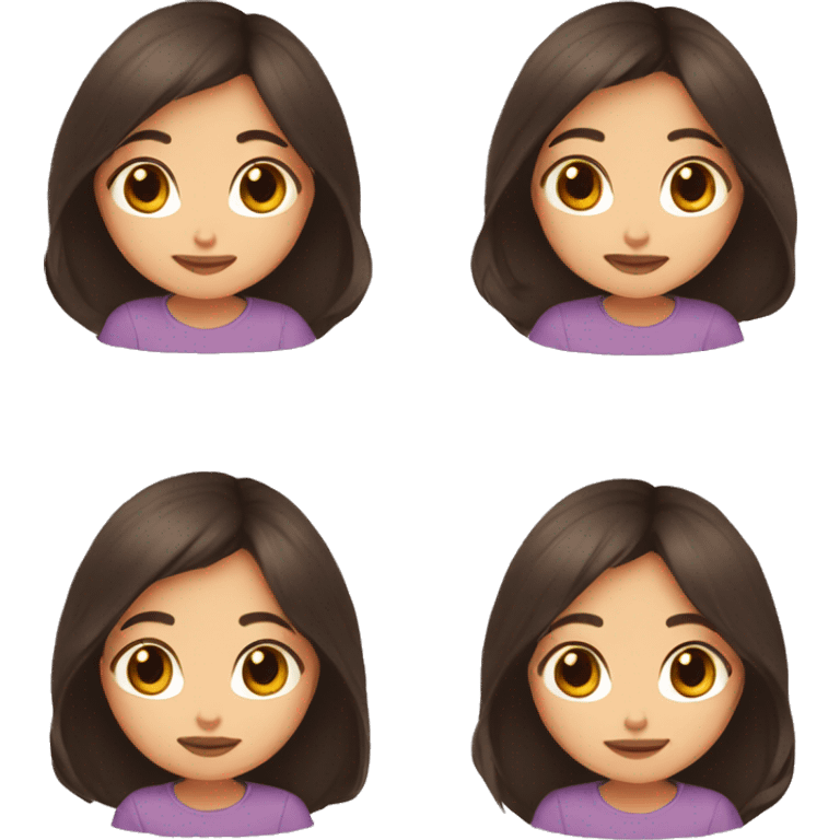 A girl with dark long hair, brown eyes. With drawing hards in the cheeks emoji