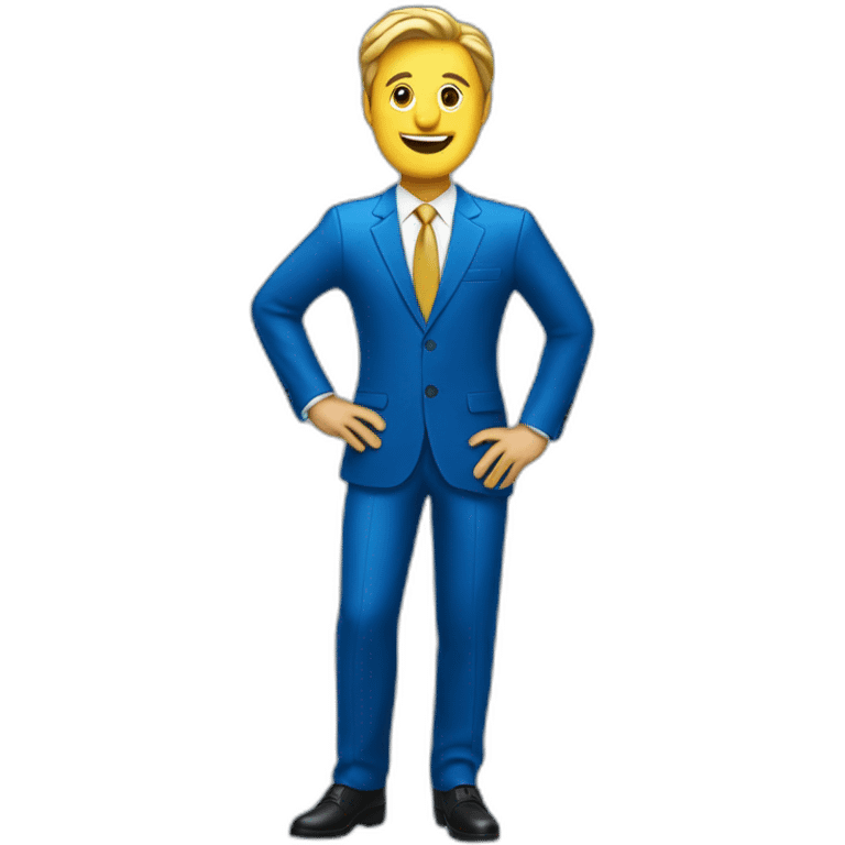 Posh-man-with-blue-suit-offering-goldbar emoji