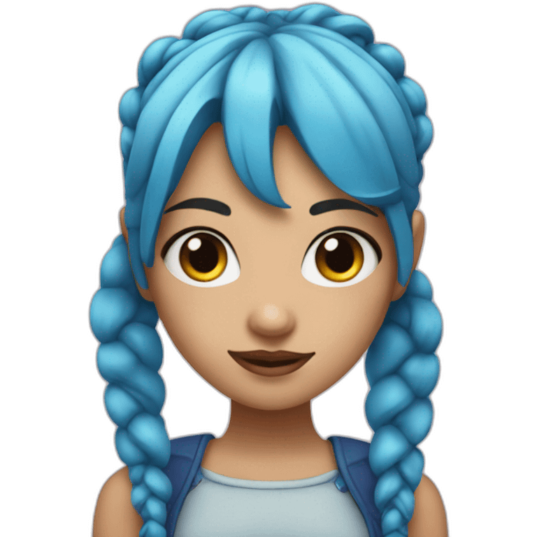 A singer girl with blue hair and pigtails emoji