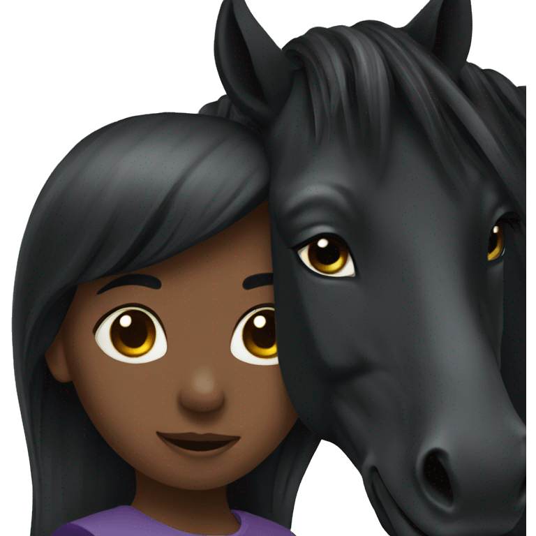 Girl and black horse emoji