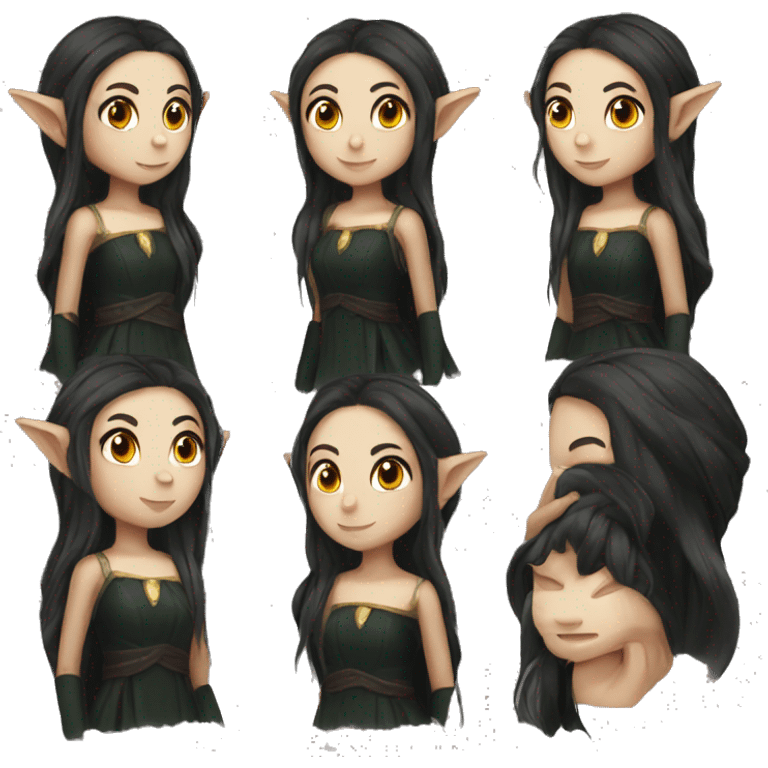 female elf fantasy black dress emoji