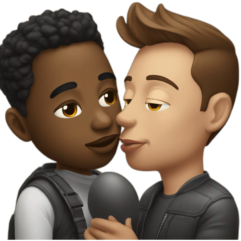 Black man kissing elon musk emoji