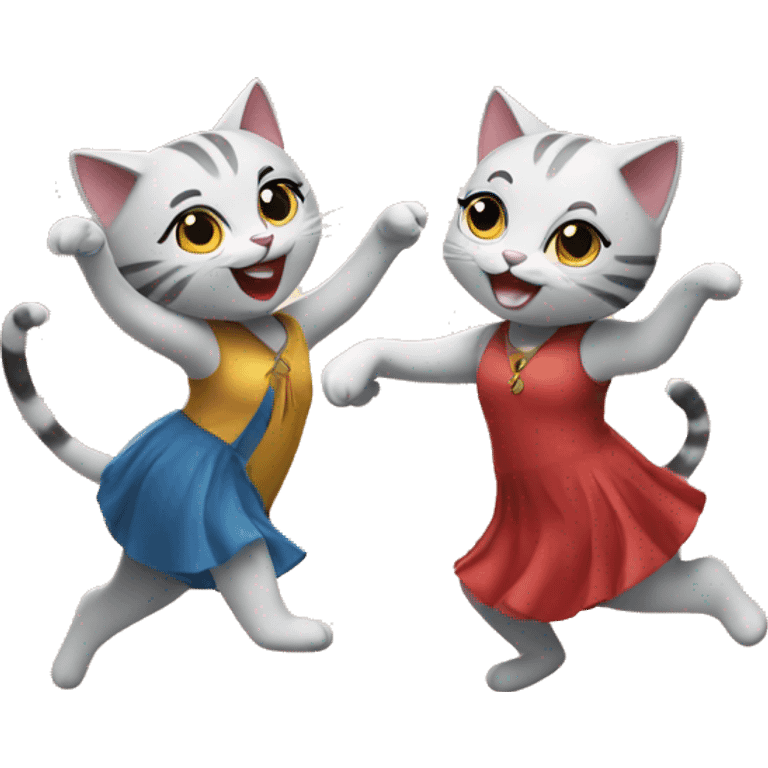 two girl cats dancing emoji