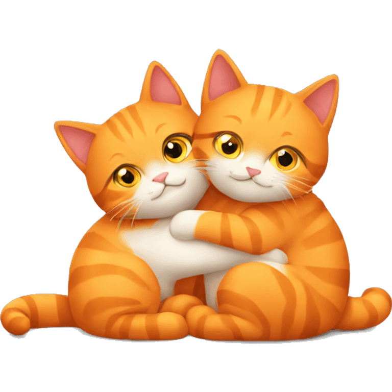 Two orange cats hugging  emoji