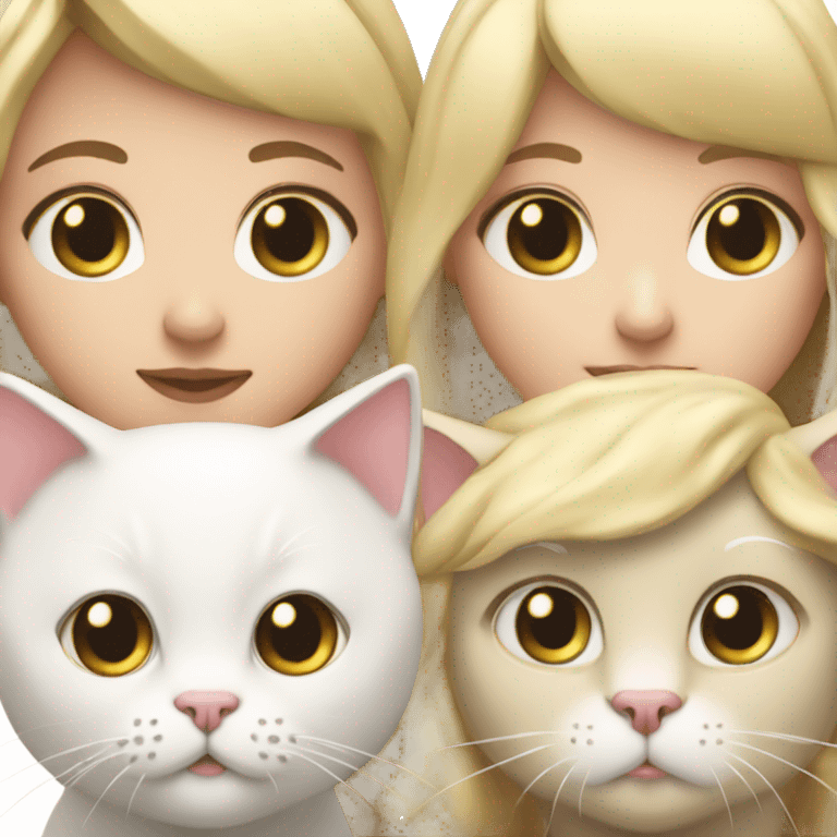 blonde girl and white scottish straight cat emoji