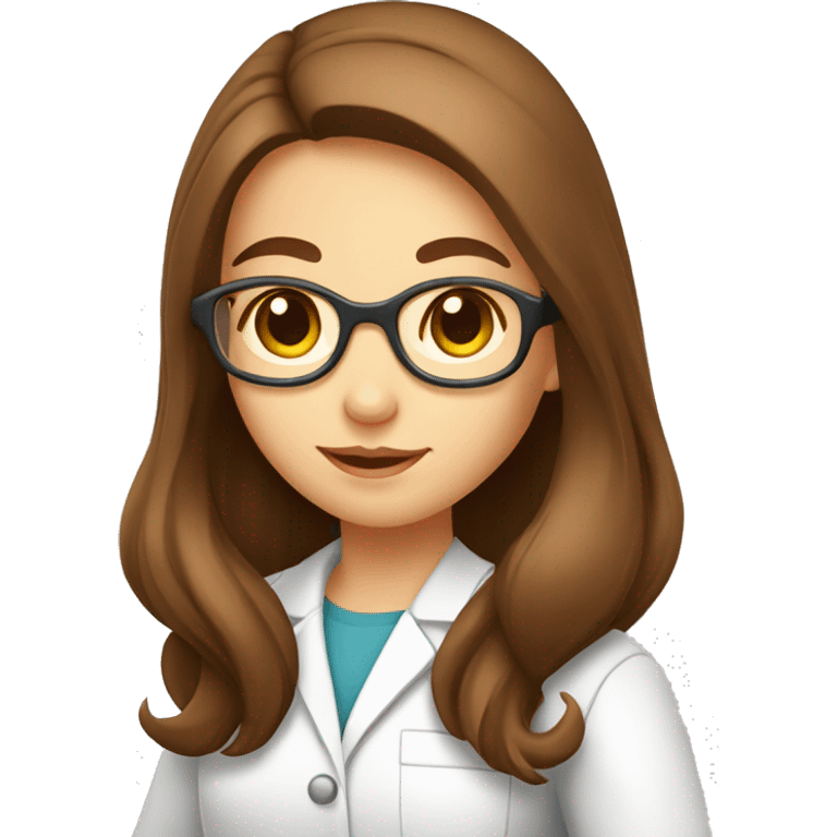 Cute Chemist Lab girl long brown hair chemistry analysis experiment emoji