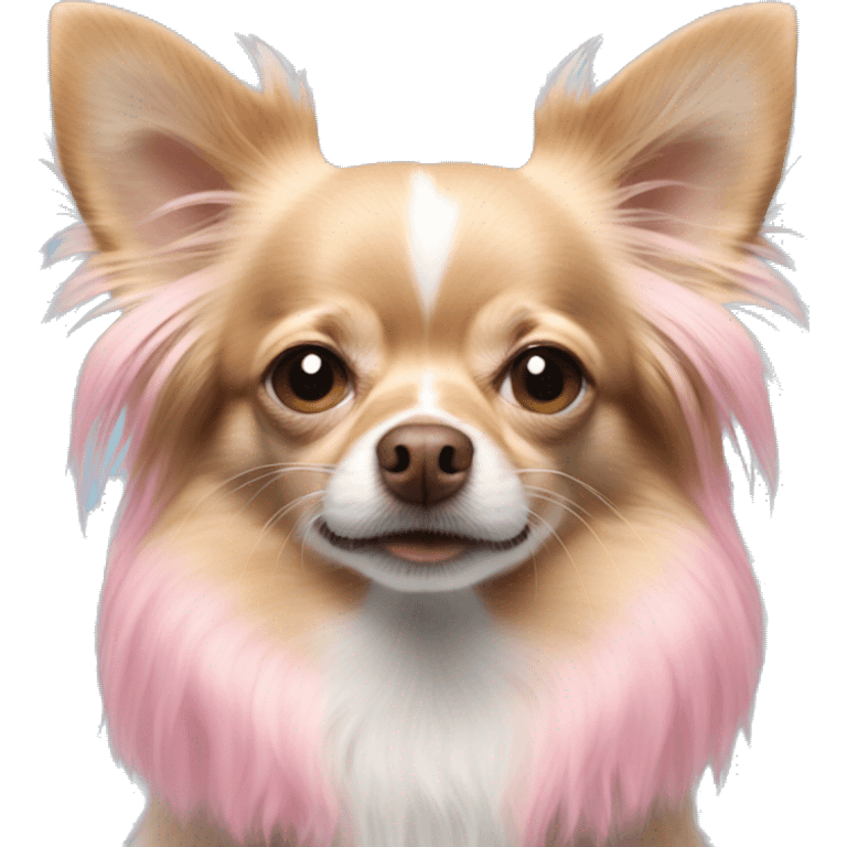 solid pink blue long-haired chihuahua face emoji