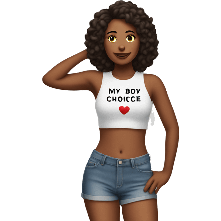 Gorgeous woman with sign my body my choice emoji