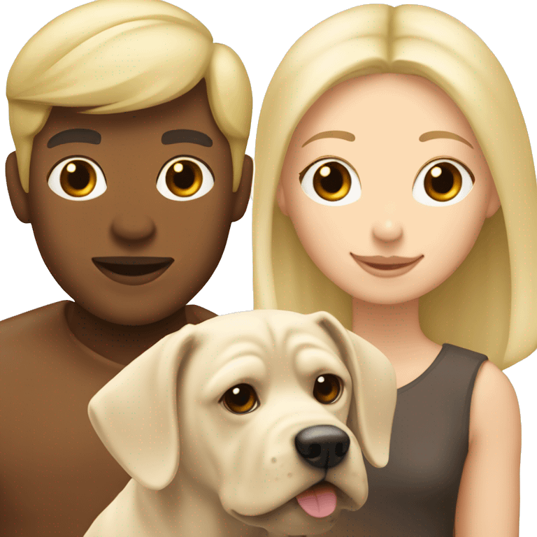 Blonde woman and blonde man with white dachshund and chocolate shar pei  emoji