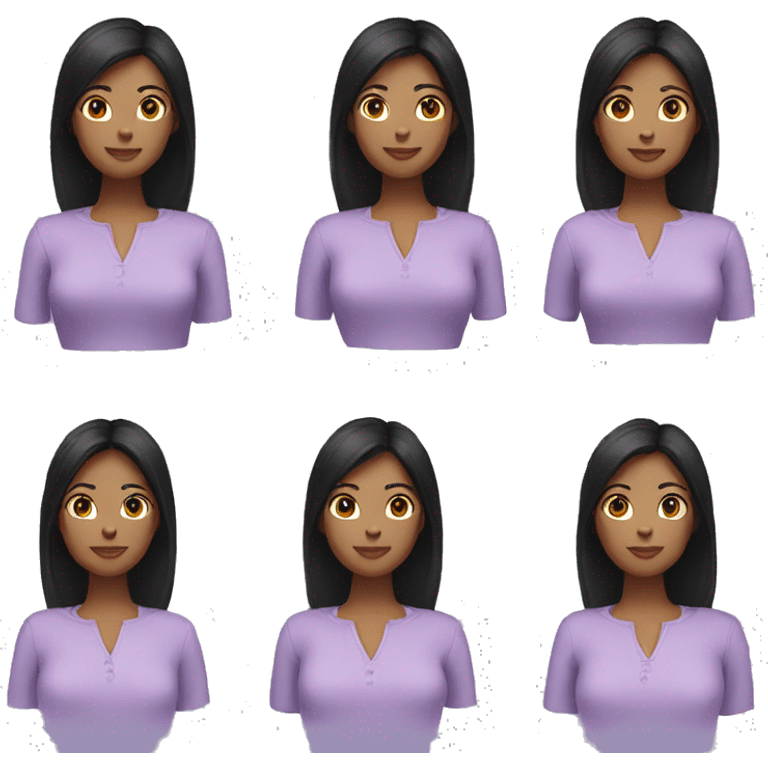 create a woman with black hair and wearing a lilac blouse emoji