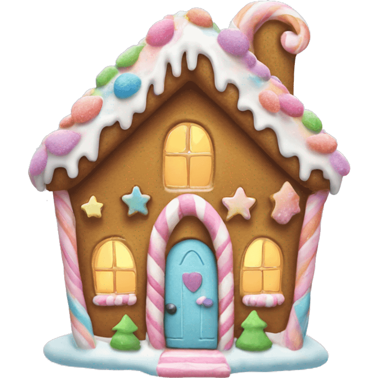 Pastel gingerbread house with a fairy emoji