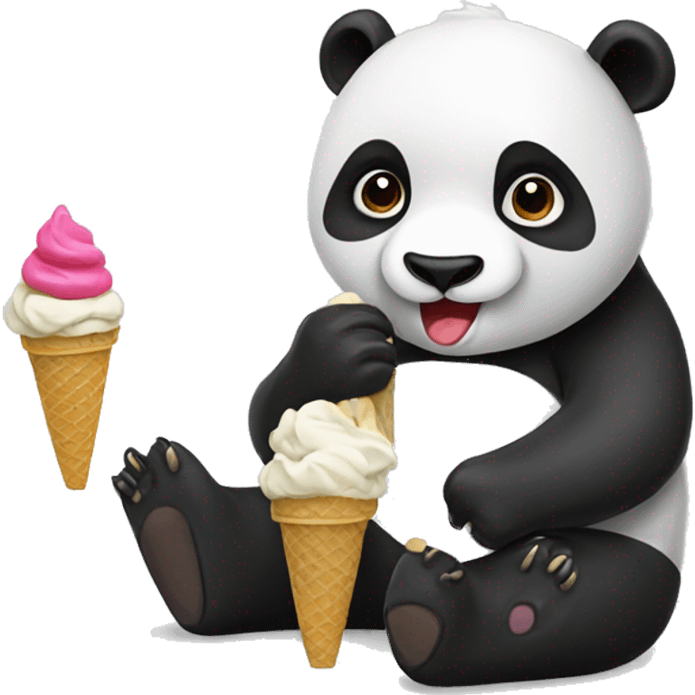 Panda eating ice cream emoji