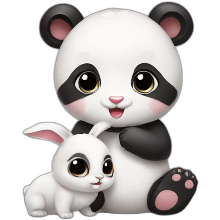 baby panda and baby bunny emoji