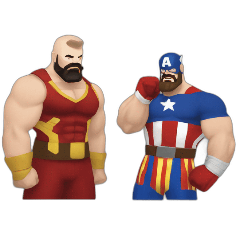 Captain america and zangief salute emoji