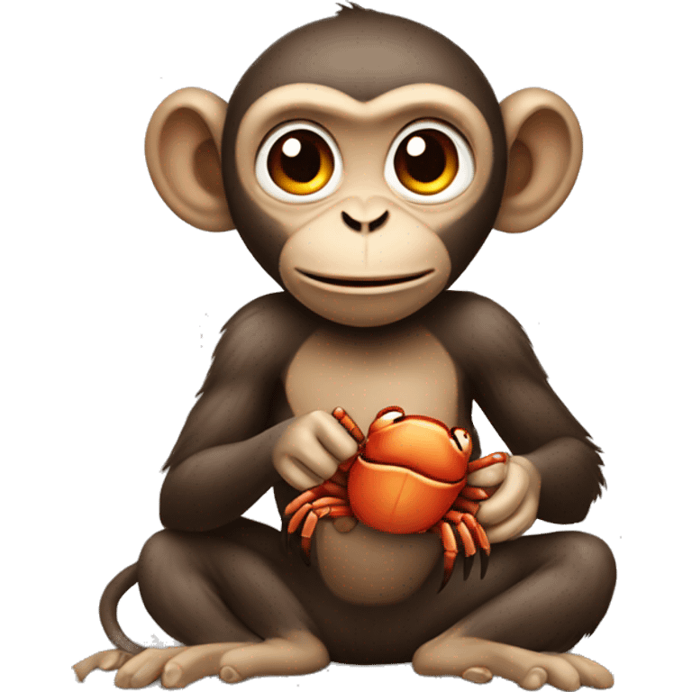 monkey holding a crab emoji