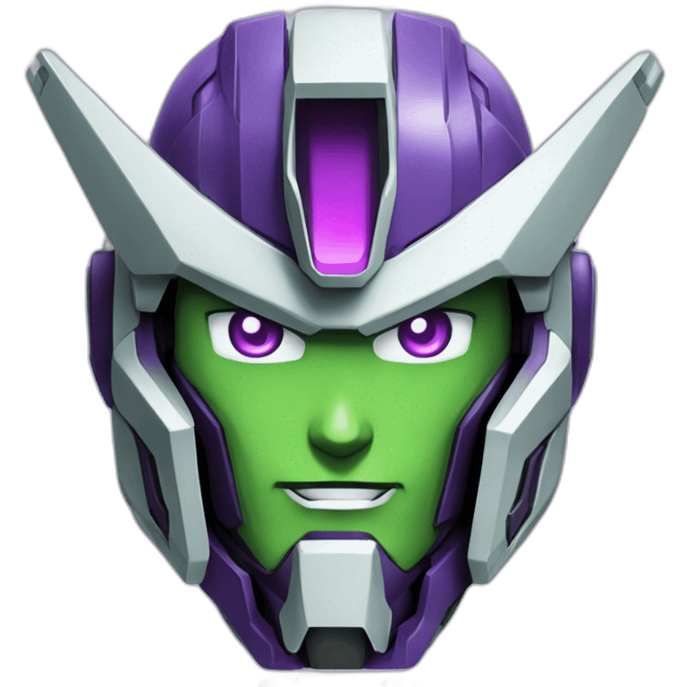 purple and green freedom gundam mecha face emoji