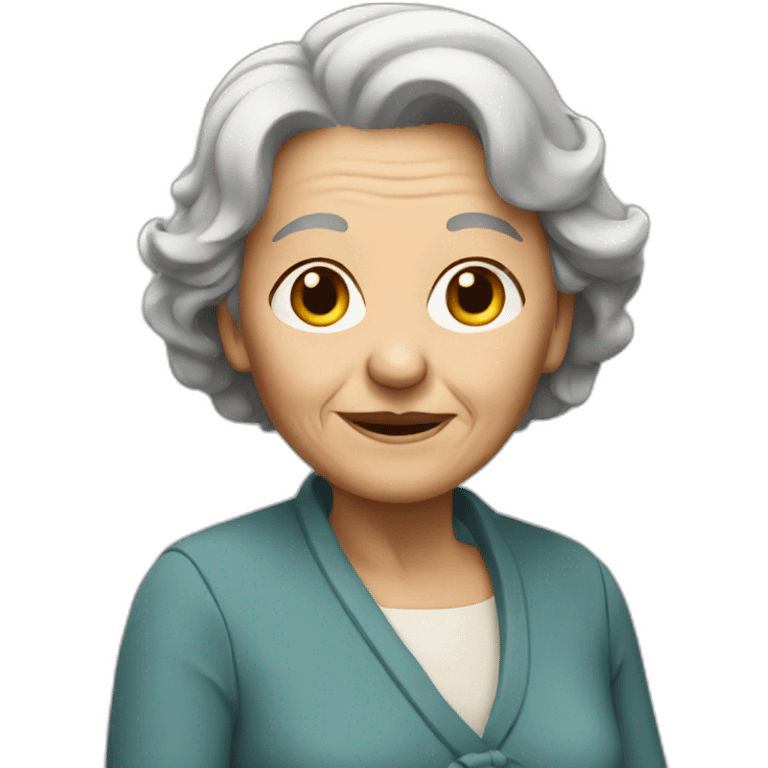 old woman with medium brown hair emoji