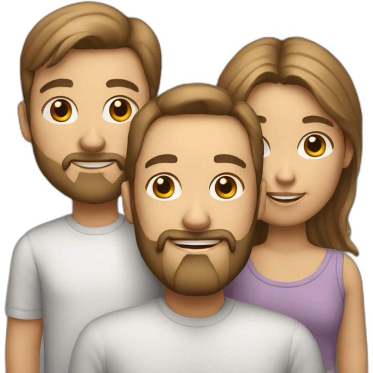 White Father with beard and 3 kids (Male teenager, young female, young male) emoji