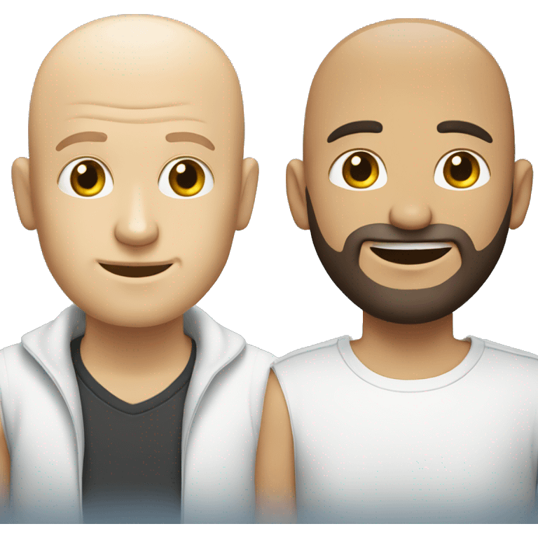 white man with beard and no hair infront of another white man with no hair emoji