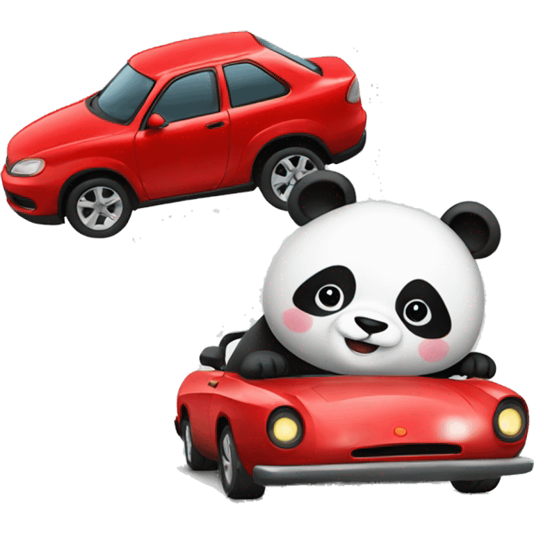 panda driving a red car emoji