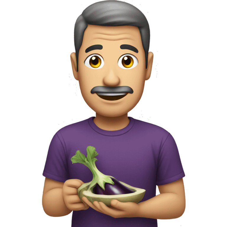 man eggplant eating emoji