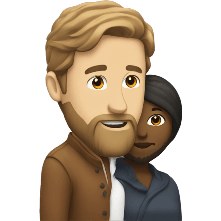 White Guy with beard kissing brown girl emoji