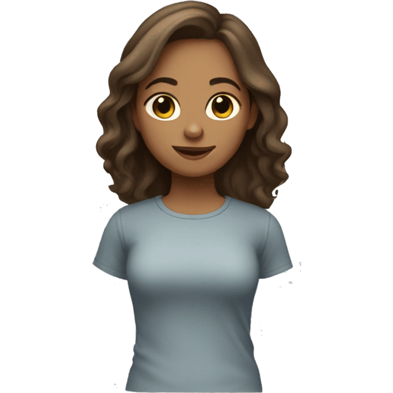 Girl with mid-length brown hair emoji