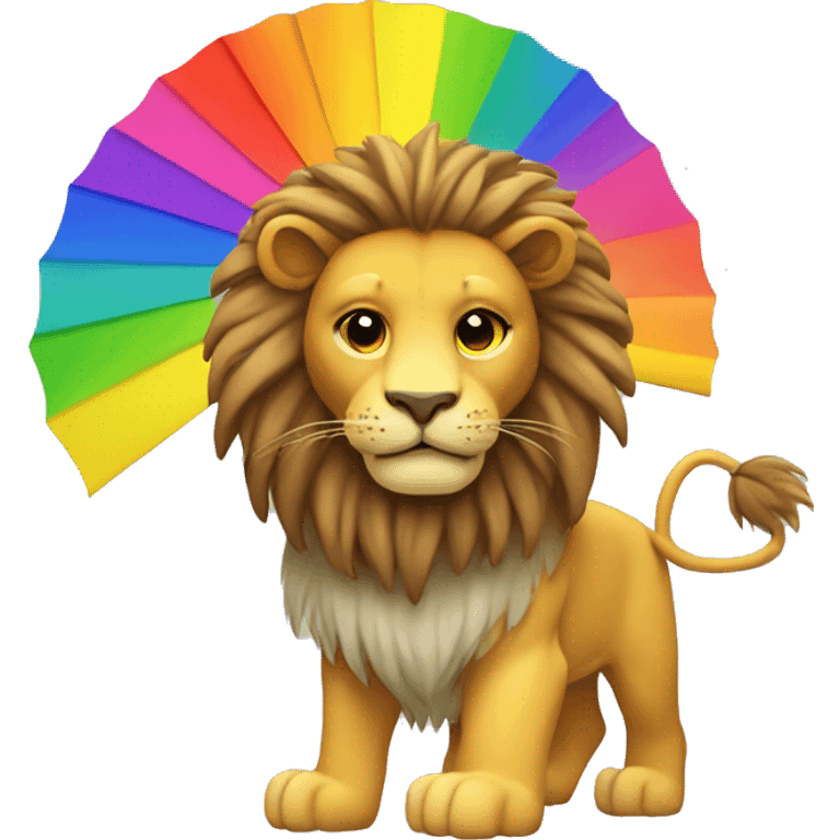 lion with fan plus rainbow emoji