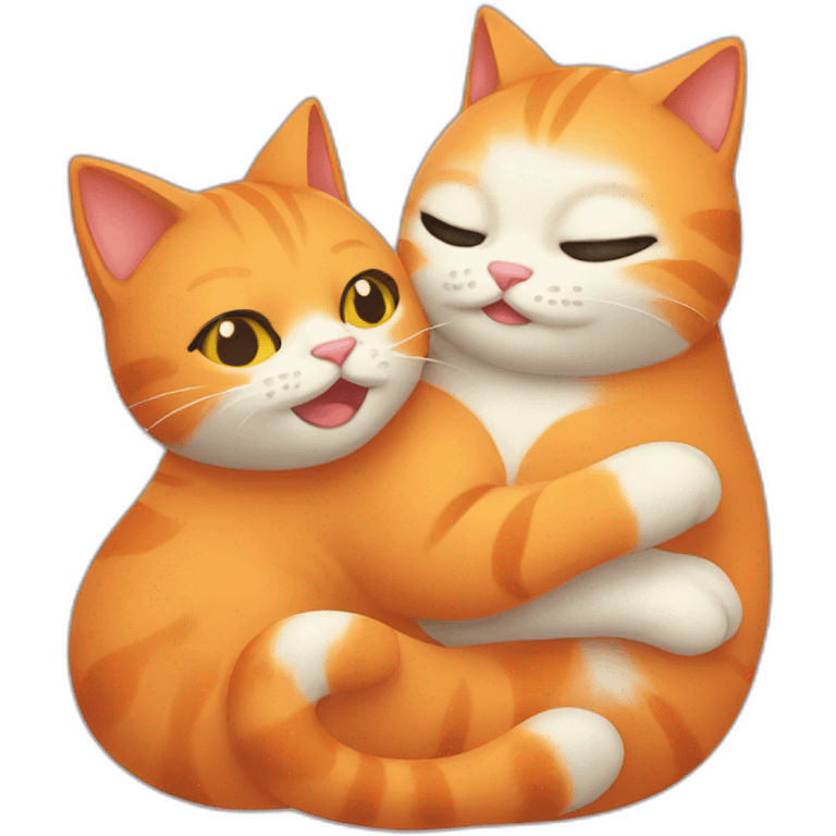 Orange cat and grogu hugging emoji