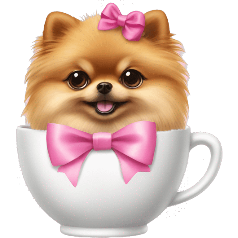 Teacup Pomeranian with a pink bow  emoji