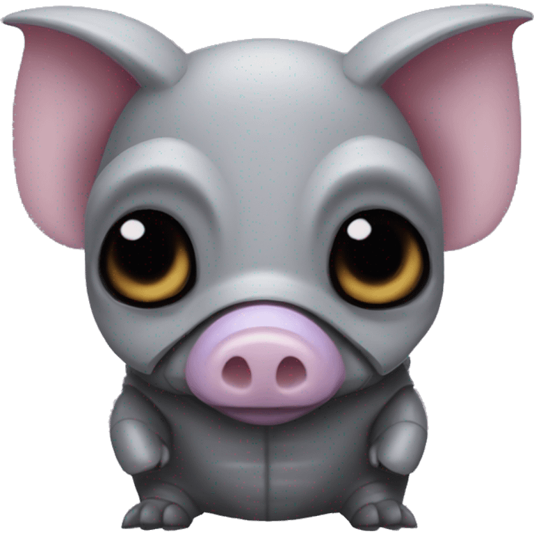 Lavender gray Pig armadillo darth Vader fanned tail feathered tail pig armadillo darth Vader face emoji