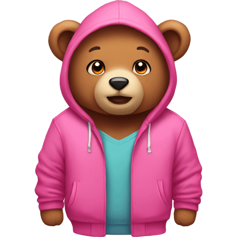 A cute bear with pink hoodies emoji