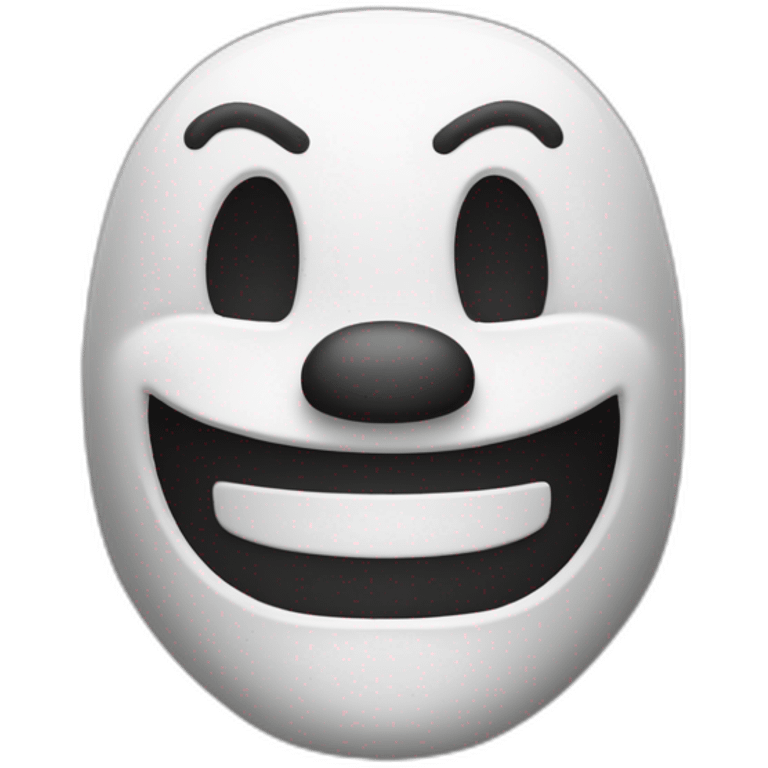 Máscara de teatro de mimo blanca con gran sonrisa y lágrimas fnaf emoji