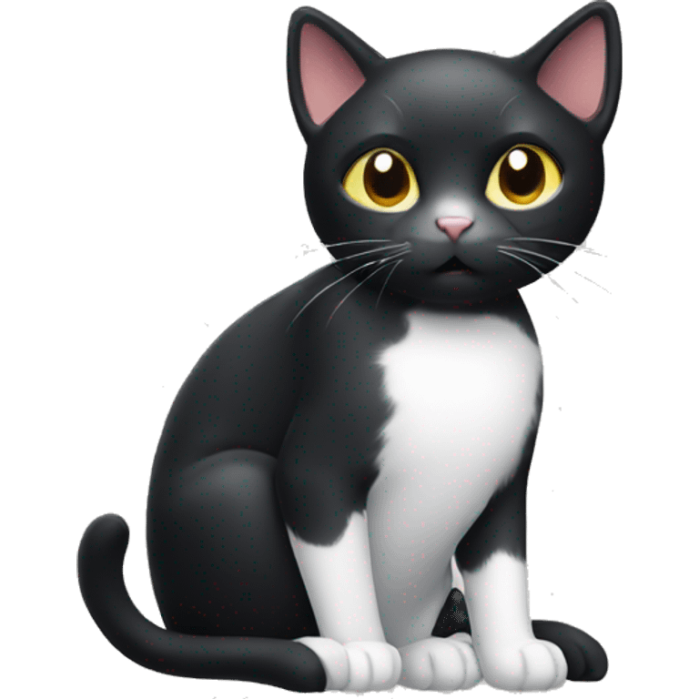 Black cat with white dot on chest emoji