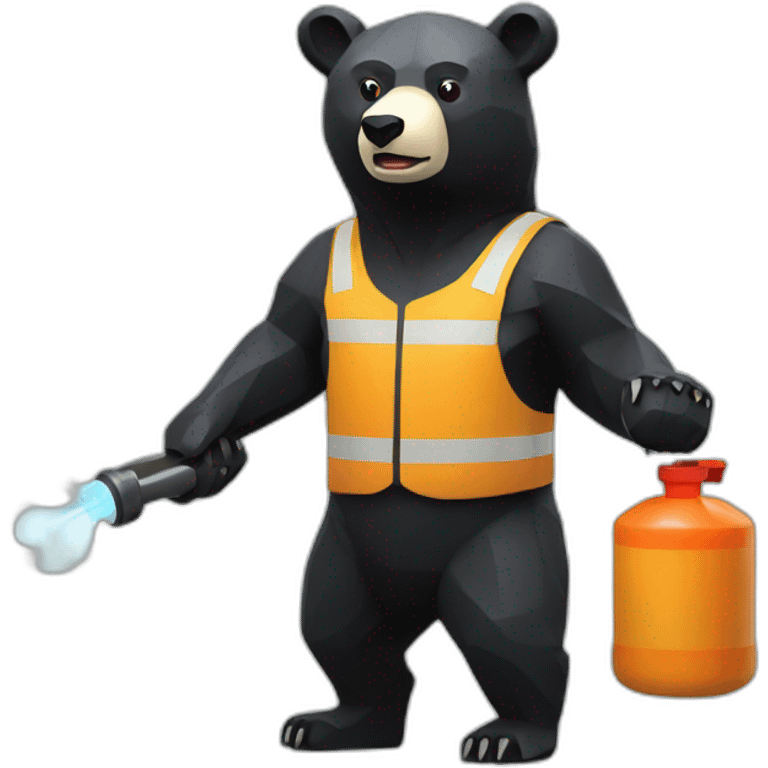 stand Lowpoly black bear with fuel nozzle emoji