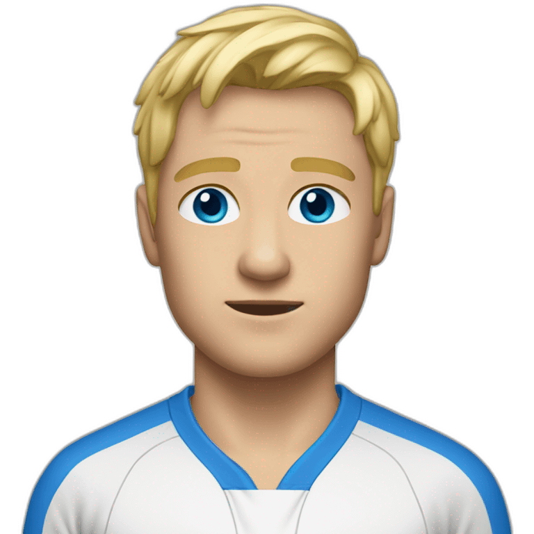 Men, blond hair, blue eyes, with a tracksuit emoji